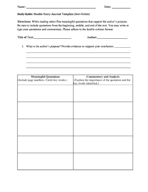 Double-Entry Journal Template