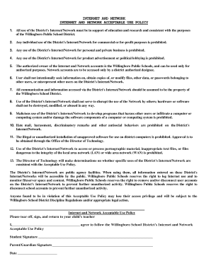 Willingboro School District Internet and Network Acceptable Use Policy