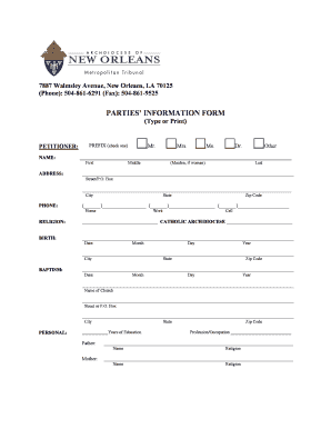 Catholic Church Annulment Petition Form
