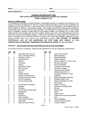 Louisiana Second Injury Fund Medical Inquiry Form