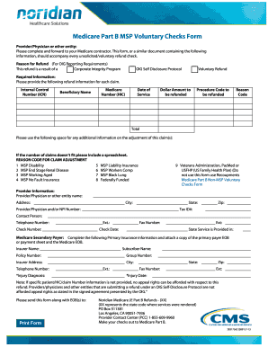 Medicare Part B MSP Voluntary Refund Check Form