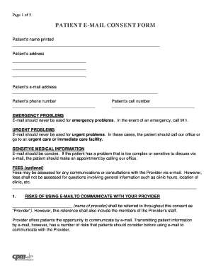 Patient E-Mail Consent Form