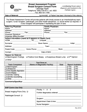 Breast Surgeon Consult Form