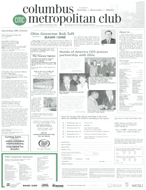 Columbus Metropolitan Club Event Registration Form