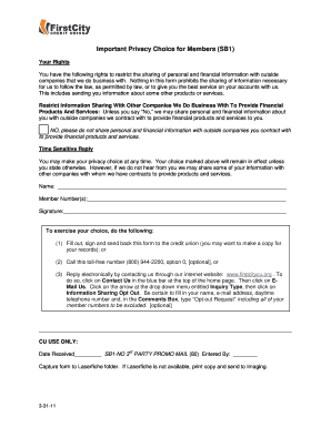 Privacy Choice Form SB1