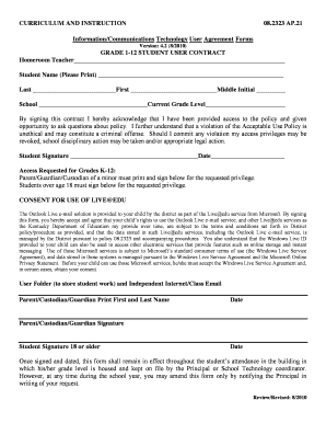 Student Technology Use Agreement Form
