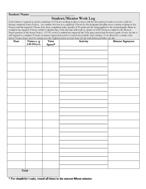 Student Mentor Work Log
