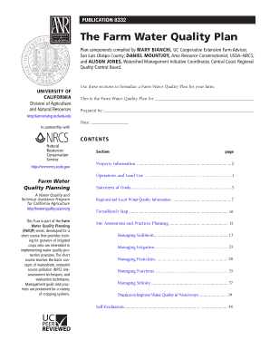 Farm Water Quality Plan Template