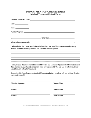 Medical Treatment Refusal Form