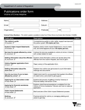 Victims of Crime Publications Order Form