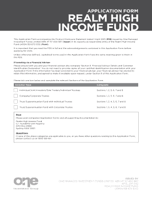 Realm High Income Fund Application Form