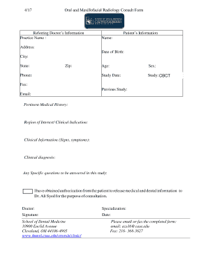 Oral and Maxillofacial Radiology Consult Form