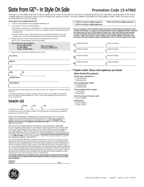 GE Slate Appliance Rebate Form