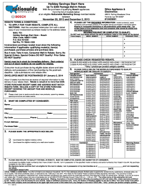 Bosch Appliance Mail-In Rebate Form