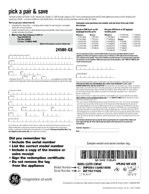 GE Laundry Pair Rebate Form