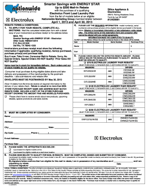 ENERGY STAR Electrolux Laundry Pair Rebate Form
