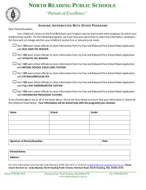 School Meal Program Information Sharing Consent