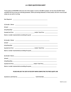 Price Quotation Sheet
