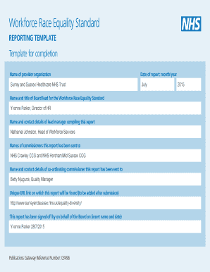 Workforce Race Equality Standard Reporting Template
