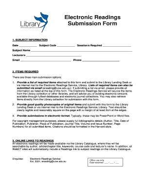Electronic Readings Submission Form