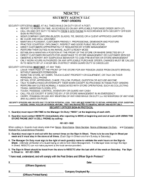 NESCTC Security Officer Post Orders