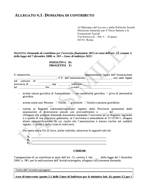 Allegato N.1 - Domanda di Contributo