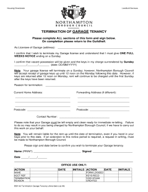Termination of Garage Tenancy