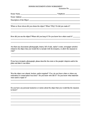 Donor Documentation Worksheet
