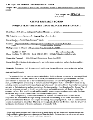 CRB Project Plan Research Grant Proposal for FY20102011 Project Title: Identification of Spiroplasma citri secreted proteins as detection markers for citrus stubborn disease CRB Project No - citrusresearch