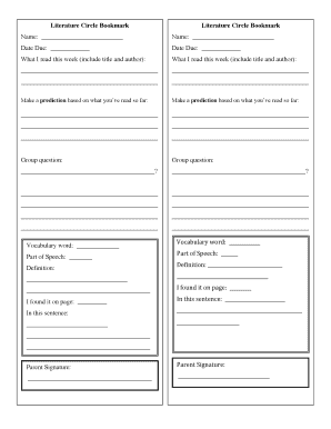 Literature Circle Bookmark
