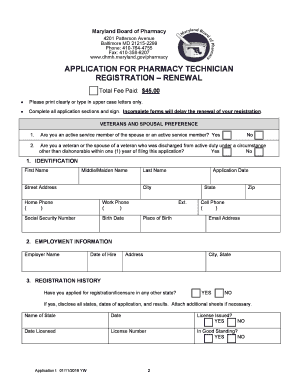 Maryland Pharmacy Technician Registration Renewal Application