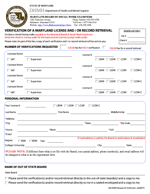 Maryland License Verification Form