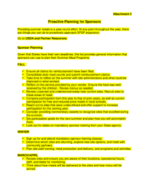 Summer Food Service Program Planning Checklist