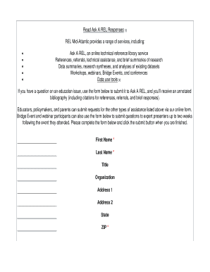 Ask A REL Inquiry Form