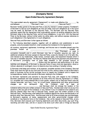 Open-Ended Security Agreement Template