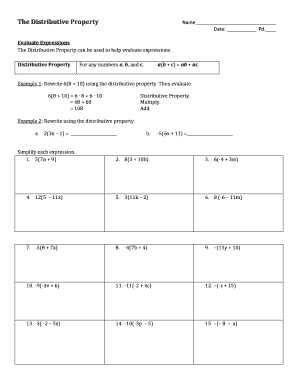Distributive Property Worksheet