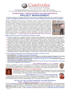 Project Management Diploma Program