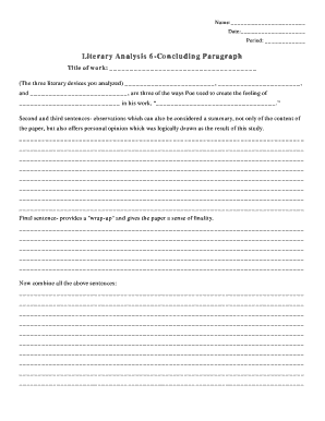 Literary Analysis Concluding Paragraph Template