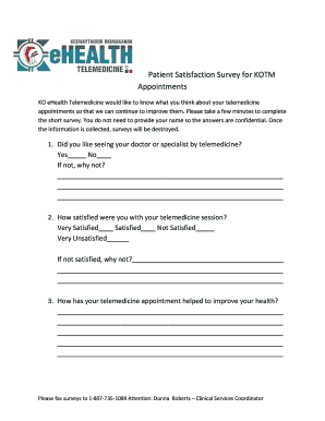 Patient Satisfaction Survey for Telemedicine Appointments