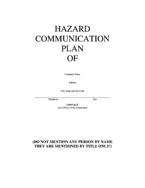 Hazard Communication Plan Template