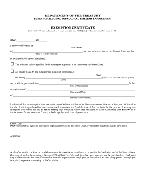 ATF Exemption Certificate