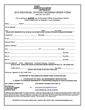 2012 Individual Officer Program Order Form