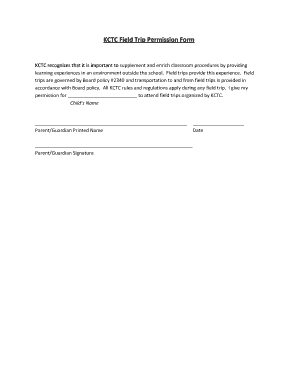 KCTC Field Trip Permission Form