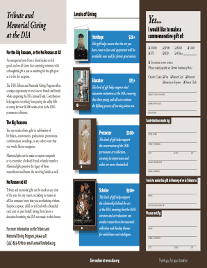 Detroit Institute of Arts Tribute and Memorial Giving Form