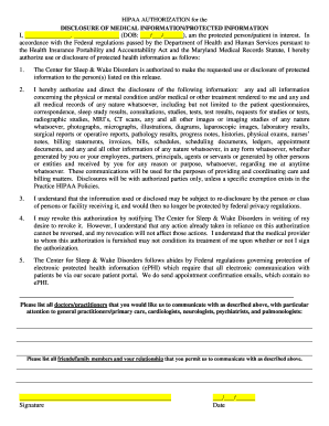 HIPAA Authorization for Medical Information Disclosure