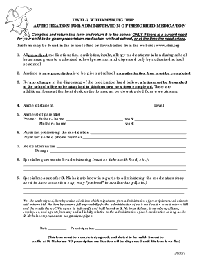 School Medication Authorization Form
