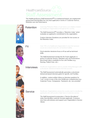 HealthcareSource Staff Assessment Form