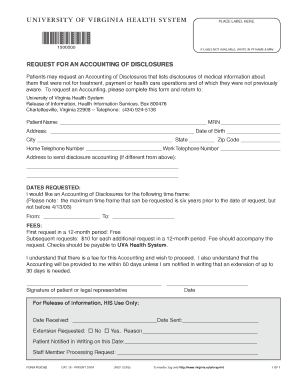 Request for Accounting of Disclosures