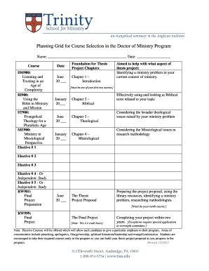 Planning Grid for Course Selection in the Doctor of