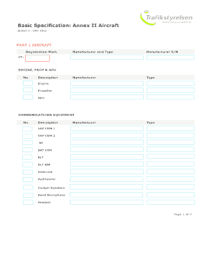Aircraft Registration and Equipment Form